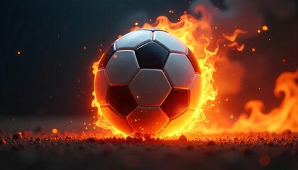 Naklejka premium Fiery Soccer Ball Burst with Embers