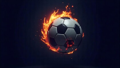Fototapeta premium Neon Soccer Ball with Fiery Sparks
