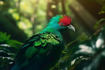 Exotic bird in the tropical rain forest