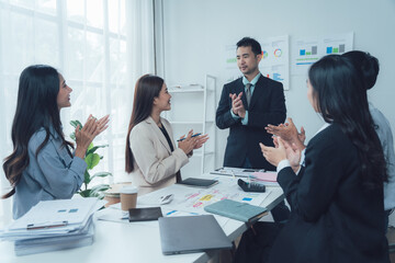 Applauding Success: Business Team Meeting Applause 