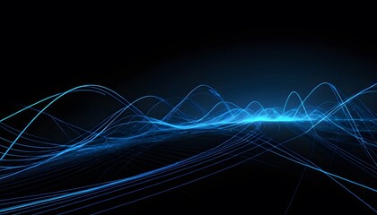 Glowing Blue Lines Graphic Background,Technology Background The Lines Are Irregular And Chaotic, Abstract, Digital Art