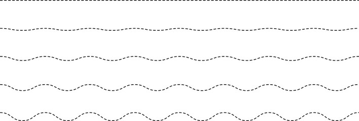 Obraz premium Set of seamless wavy - curvy and zigzag - criss cross horizontal lines. Vector Graphic design elements
