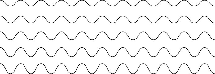 Set of seamless wavy - curvy and zigzag - criss cross horizontal lines. Vector Graphic design elements