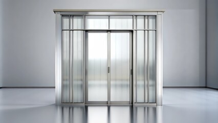 Modern Glass Door with Metal Frame and Frosted Glass Panels