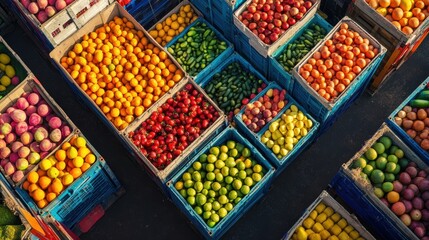 Obraz premium Vibrant Agricultural Warehouse Filled with Fresh Produce