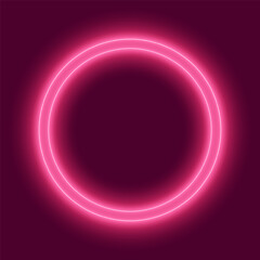 Pink neon circles, abstract round glowing background, vector illustration.