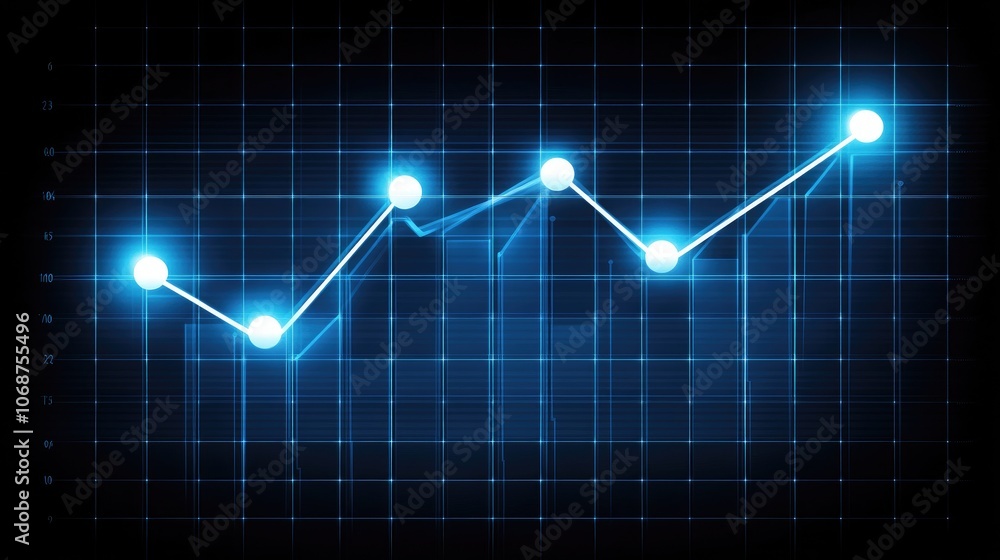 Poster digital data visualization with blue graph lines