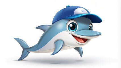 Cartoon Dolphin Wearing a Blue Baseball Cap
