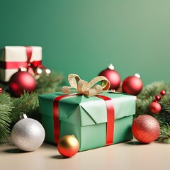 Christmas decoration with green gift boxes