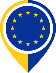 Map Icon Inside European Union Flag