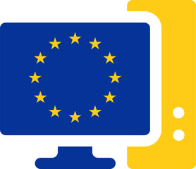 Monitor and CPU icon European Union Flag