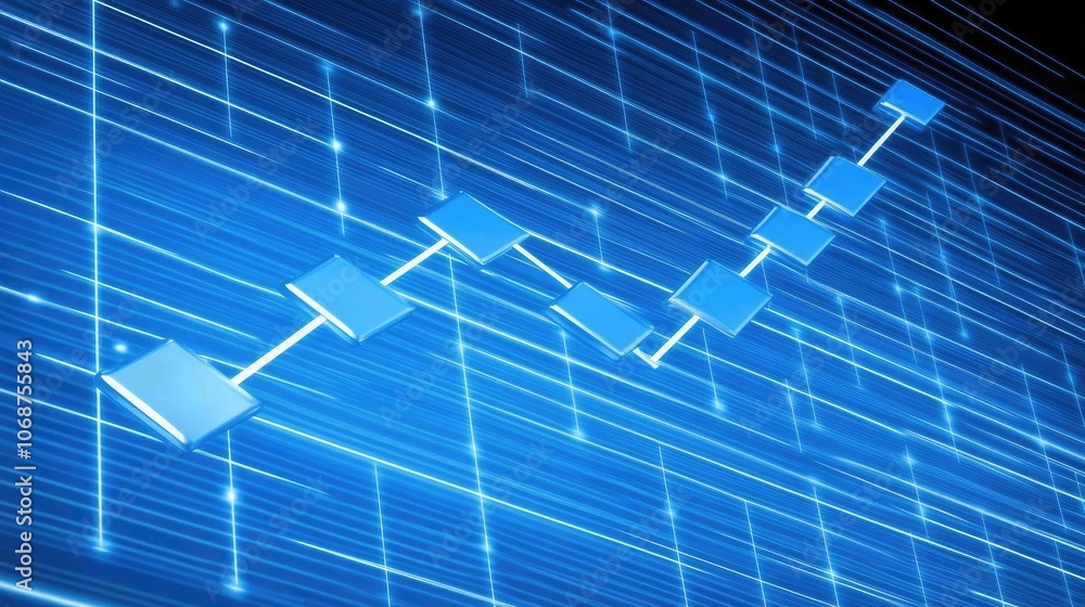 Poster Digital Data Flow with Graph Chart and Bright Lines