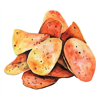 recommend clip art: Chips watercolor clipart illustration