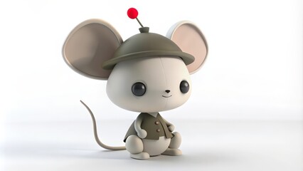 Cute Cartoon Mouse Wearing a Green Hat and Jacket