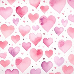 Watercolor pink hearts pattern for valentine's day art and design