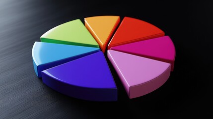 Obraz premium Colorful Pie Chart Segments on a Dark Background