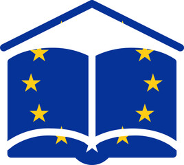 European Union flag on Book with symbol icon