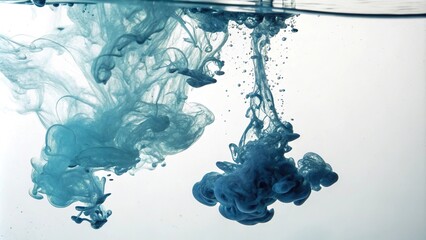 Ink droplets suspended in a watery environment, water droplets, tiny worlds, transparent orbs, spherical shapes, microcosm