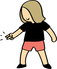 Playful Cartoon Girl in Shorts and Black Shirt