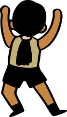 Cheerful Cartoon Animal with Arms Raised