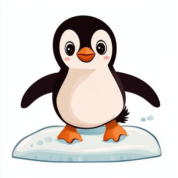 recommend clip art: Cute Cartoon Penguin on Ice Illustration