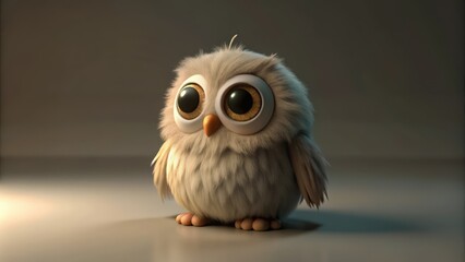 Fototapeta premium A Fluffy White Owl with Large Eyes