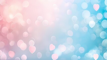 Obraz premium Tender and Romantic Valentine's Day Background with Pastel Pink and Blue Colors and Hearts
