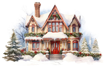 Fototapeta premium PNG Vintage House house architecture christmas.