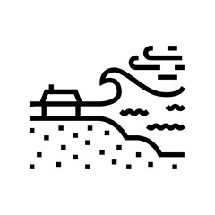 storm surge flooding hurricane disaster line icon vector. storm surge flooding hurricane disaster sign. isolated contour symbol black illustration