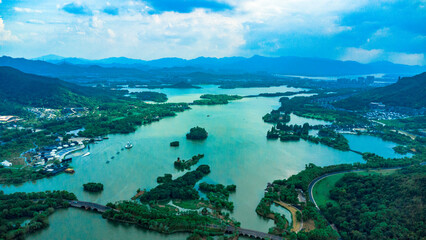 Fototapeta premium Shaoxing City, Zhejiang Province - Aerial Photography of Jiangnan Water Village