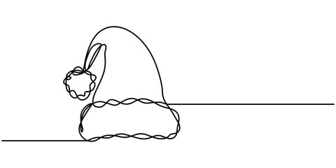 Santa Claus hat Continuous one line drawing. Christmas or New Year concept, Santa Claus hat continuous one line drawing, single line art element, minimalist sketch line vector illustration, Christmas.