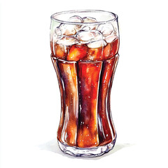 Coke drink watercolor clipart illustration