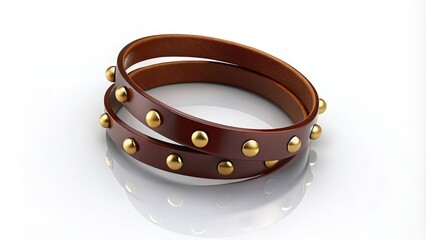 Brown Leather Bracelet with Gold Studs