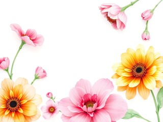 Obraz premium Soft watercolor flowers on a white background, art, floral