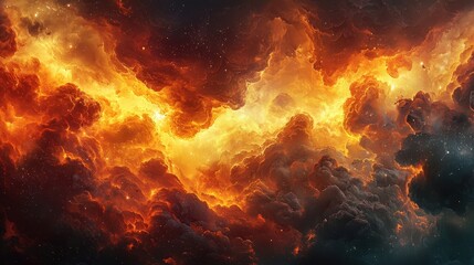 Obraz premium Fiery clouds in space