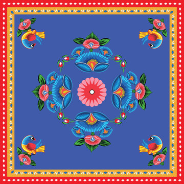 A set of floral borders with a border of flowers Colorful Rickshaw painting