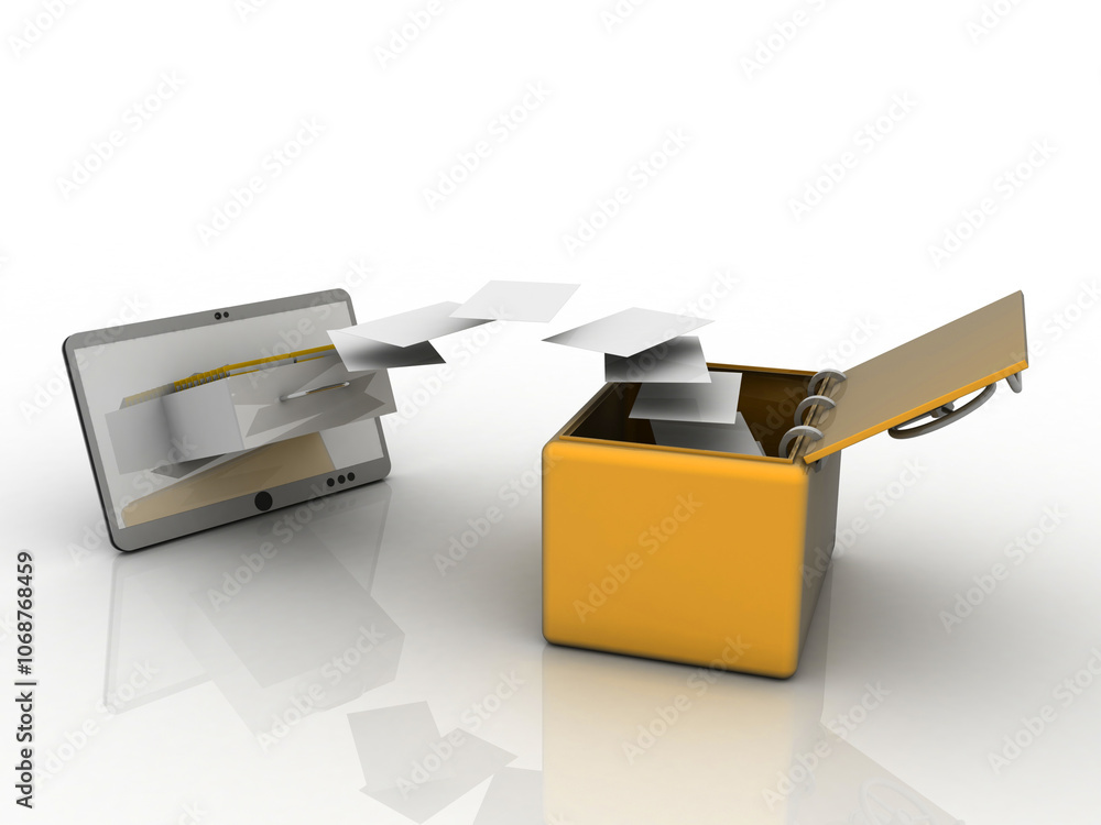 Poster 3d rendering mobile folder storage protection locker