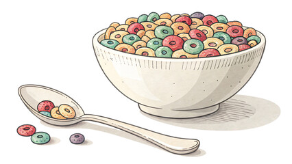 cereal in the bowl in cartoon style