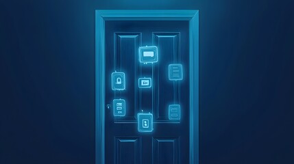 Browser Cache Passage: A door partially obscured by a web browser&rsquo;s cache. The cache icons&mdash;tiny files and cookies&mdash;cling to the door&rsquo;s surface. The message: The past lingers even in digital spaces. 