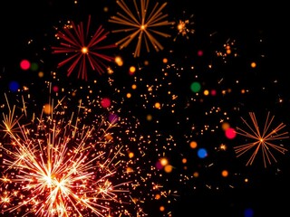 Fototapeta premium Vibrant festive background with champagne bottle exploding in celebration for New Year's Eve party, festive, sparkling, vibrant