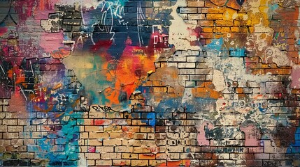 Colorful graffiti art on brick wall showcasing urban aesthetic and creative expression