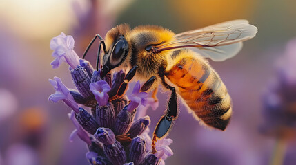Close Up Photo of a Bee on a Lavender Flower