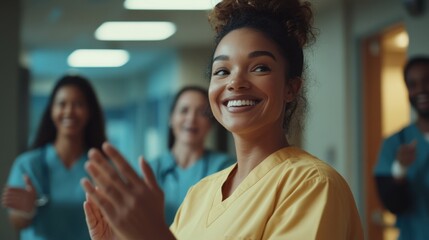 The Nurse Celebrating Team Success