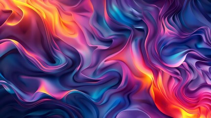 Obraz premium Abstract vibrant liquid swirl design with neon blue, pink, orange and red colors. Ideal for modern backgrounds and design projects