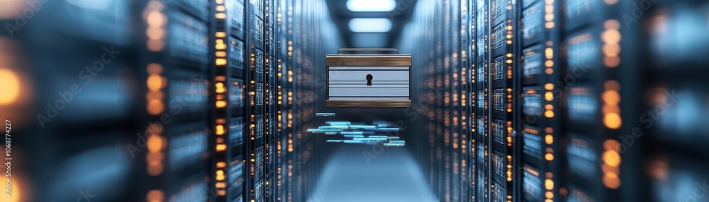 Poster secure your data understanding privacy risks and protection strategies with digital padlocks