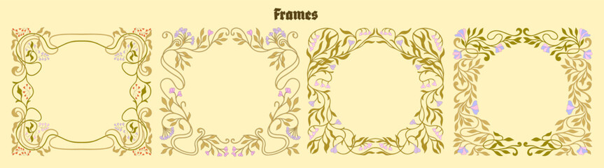 Art Nouveau floral frames. Decorative element. Vector.