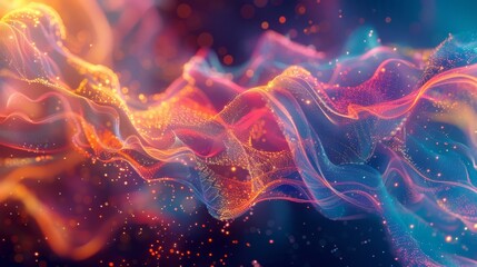 Naklejka premium Abstract digital art, abstract background, colorful, neon, vibrant, light, bright, futuristic, modern, motion, fluid, flow, design, graphic, illustration