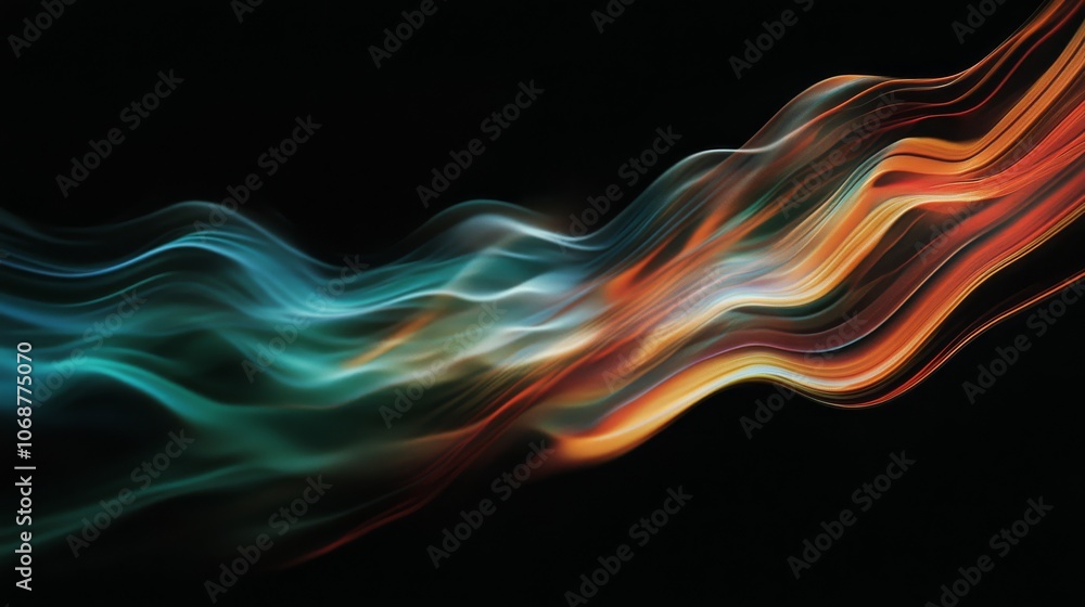 Poster dynamic abstract wave of vibrant colors on a dark background