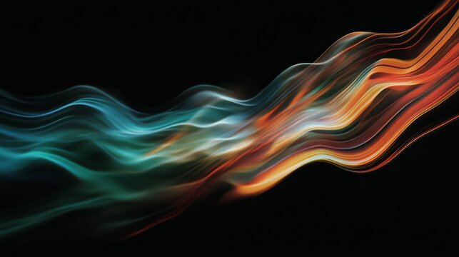 Dynamic abstract wave of vibrant colors on a dark background
