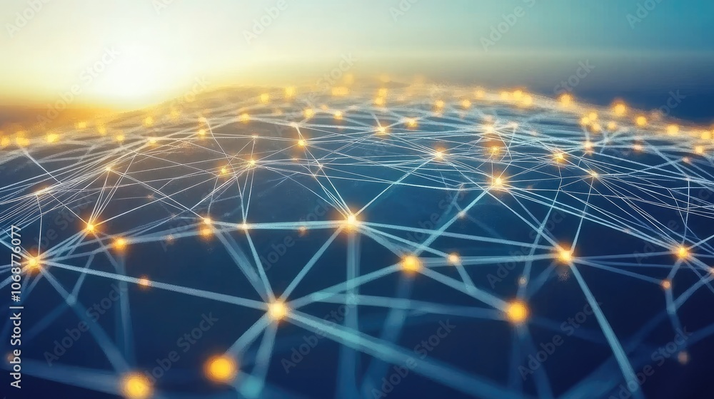 Poster abstract network connections with glowing points